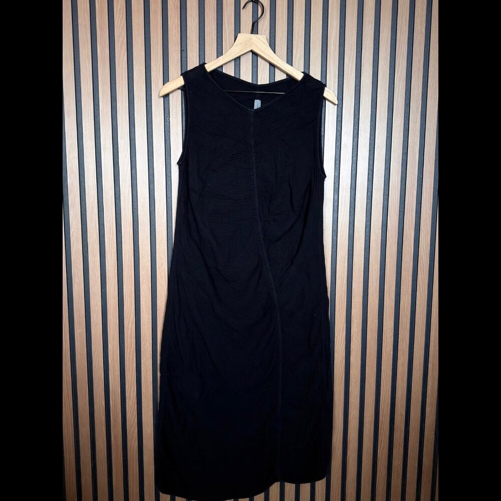 Raquel Allegra Dress 2 / Medium Womens Black Shift Midi Sleeveless Stretch Gauze